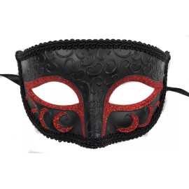 KBW Black Red Glitter Charming Masquerade Ball Mask Mardi Gras Unisex Classic Mask