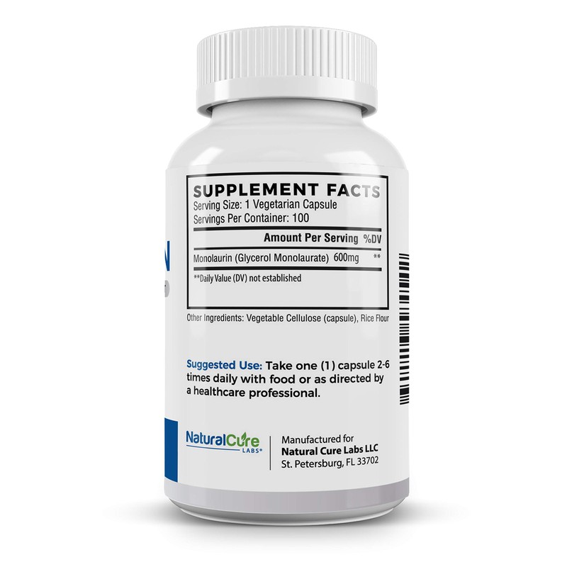 Natural Cure Labs Premium Monolaurin – 600mg, 100 Capsules