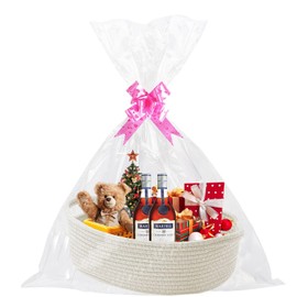Abnaok Gift Basket Hamper Kit, Hamper Basket with Bags Ribbons, Hamper Baskets for Gifts Empty, Gift Basket for Baby Shower, Wedding, Birthday, Storage, Easter Basket