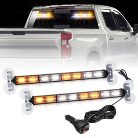 OPPBUY Amber White Traffic Advisor Light Bar,16 Inch 96 LED Warning Flashing Safety Dash Front/Rear Windshield Light with 60 Flashing Modes for Construction Vehicles Trucks