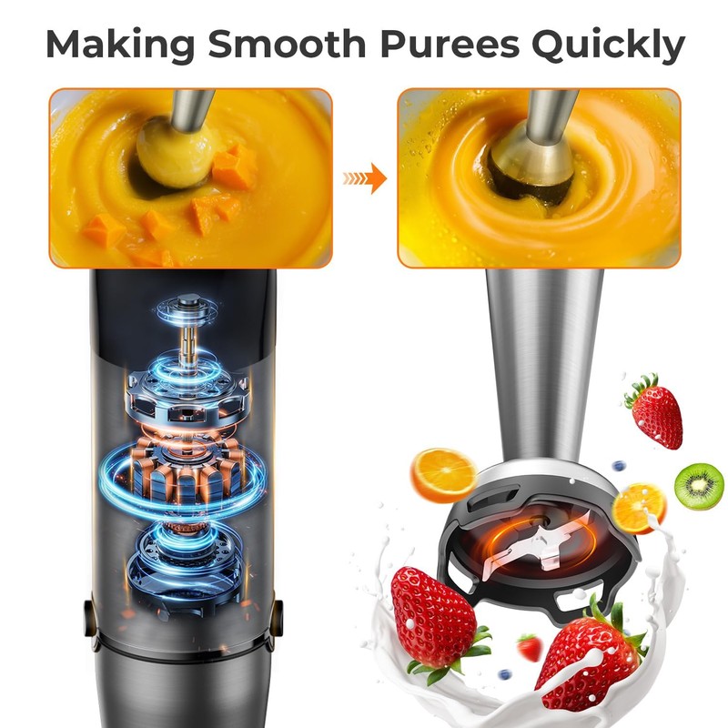 KOIOS Immersion Blender Handheld - Trigger Variable Speed 5-in-1 Immersion