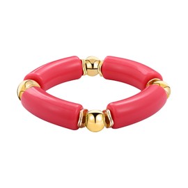 Gold Plated Beaded Bangle Bamboo Tube Bracelet Chunky Stacking Bangles Acrylic Clear Stretchable Friendship Bracelets Gift For Women