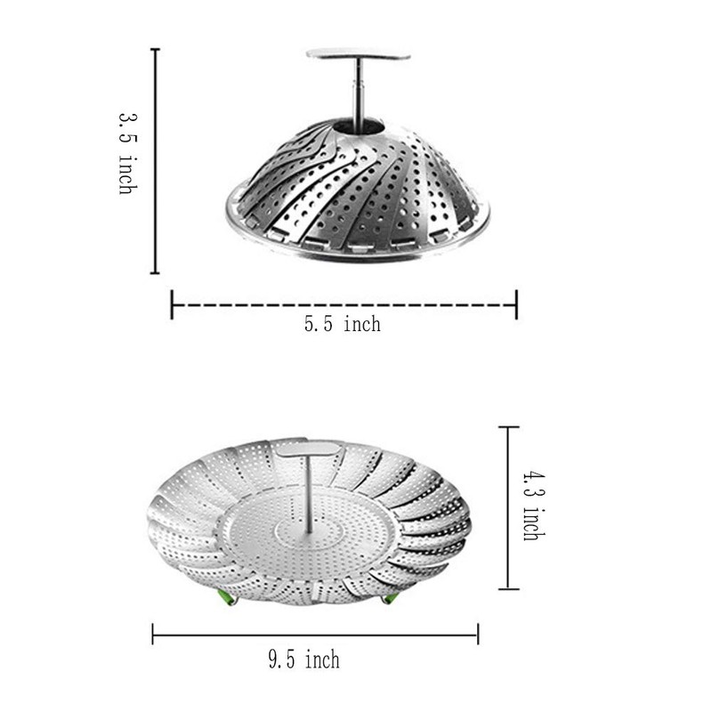 Stainless Steel Collapsible Steamer Basket - 9" Insert for Pots