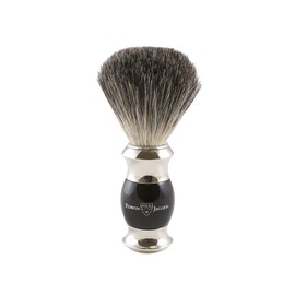 Edwin Jagger Pure Badger Shaving Brush - Imitation Ebony Handle with Nickel Plated Collar and End Cap