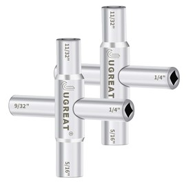 JUGREAT Water Key,4 Way Sillcock Key,Steel Sillcock Wrench Silver Water Utility Key, For Faucet, Spigots,Valves,Hose Bib,2 Pack