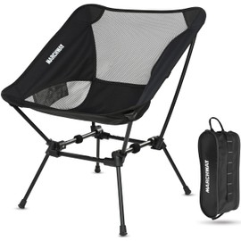 MARCHWAY Ultralight Folding Camping Chair, Heavy Duty Portable Compact for Outdoor Camp, Travel, Beach, Picnic, Festival, Hiking, Lightweight Backpacking (Black)