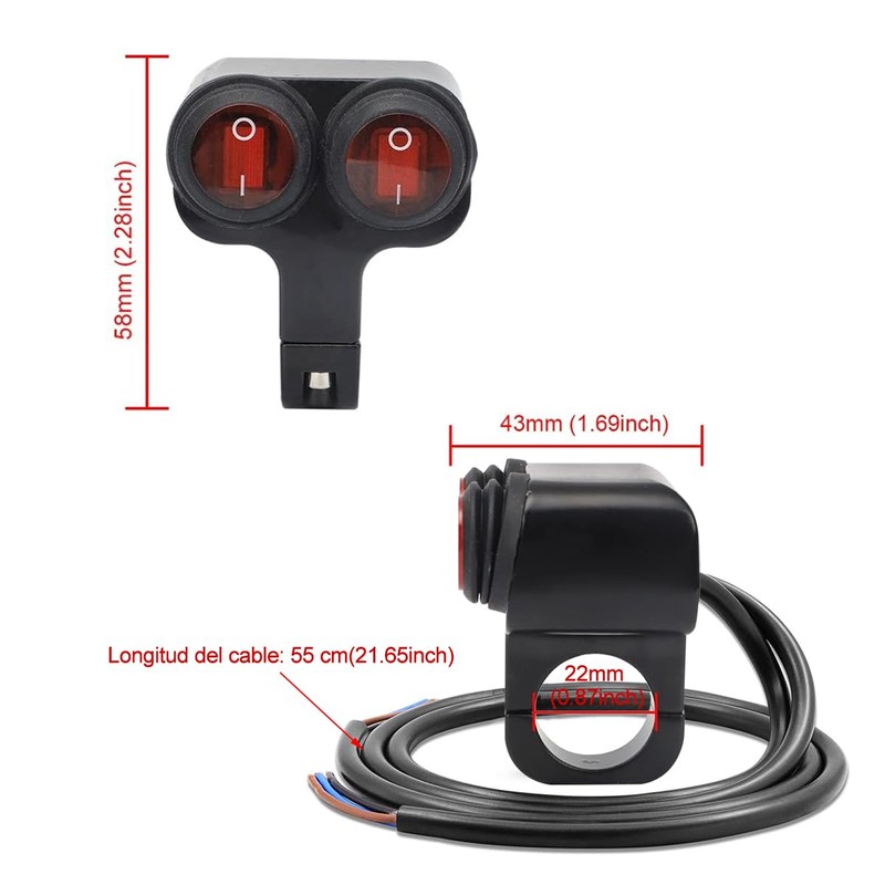 SLNXA Interruptor Para Moto 2 Pasos Aluminio Luces Switch 22mm