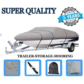 SBU Boat Cover Compatible for BAYLINER 1950 Capri BR 1995 1996 1997 1998 1999, 600 Denier Woven Polyester