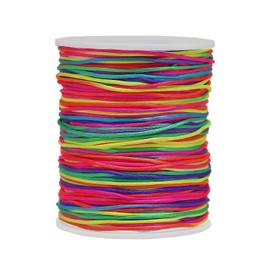 Fbshicung Satin Nylon Trim Cord, 263Feet 1.5mm Rattail Beading String Cord for Arts and Crafts, Macrame Bracelets, Necklaces,DIY, Jewelry Making(Rainbow)