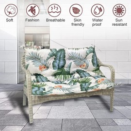 GPPSUNGD Swing Replacement Cushions with Backrest Outdoor Waterproof Overstuffed Bench Cushion 2-3 Seater for Garden Patio Furniture (Light Gray, 47 X 39 Inch)