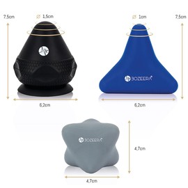 BOZEERA Trigger Point Push Button Set with Suction Cup for Muscle Pain and Tension 3 x Trigger Point Massager Pain Free Press Set Including Video Instructions Booklet and Bag