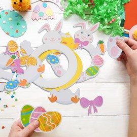 LAMEK 6 Easter wreaths craft set for children, creative crafts, DIY craft creative sets for crafts with chick/ bunny wreath templates, Easter decoration for hanging for Easter/ spring time