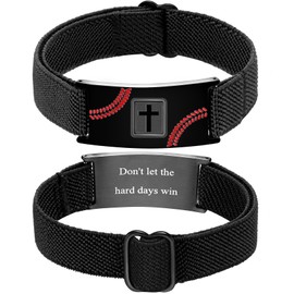 Baseball Cross Bracelet for Boys Men Adjustable Christian Scripture Bracelets Engraved Inspirational Messages Baseball Sobriety Jewelry Gift Don't Let The Hard Days Win Graduation Gifts for Him 2025