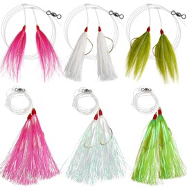 Fishing Bait Rigs Saltwater Fishing Rigs Hi-Lo Rig Flounder Rig Mylar Bucktail Teaser Rig for Bottom Fishing Sea Bass Halibut Rockfish Cod