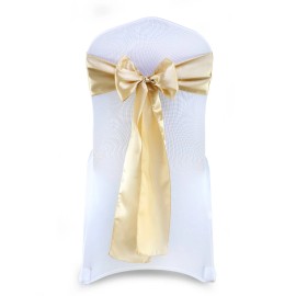 Unbranded 100 Champagne Gold Satin Chair Sashes Silky Sateen Chair Bow wedding party décor