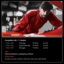 A-Premium Ignition Distributor with Cap and Rotor Compatible with Jeep Grand Cherokee 1998, Wrangler, Cherokee 1998-1999, 4.0L