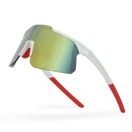 Cycling Sunglasses for Men Women Sports Sunglasses UV400 for Baseball, Running, Fishing, Driving, Bike, Lightweight Tr90 (White Frame with Orange lens)