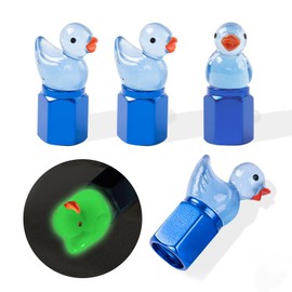Rislobx 4 Pack Duck Tire Stem Caps, Glow in The Dark Tire Valve Caps, Cool Funny Tire Air Valve Cap, Universal Replacement Tire Cap Covers for Cars Bikes Motorcycles Trucks (Blue)