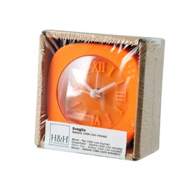 H&h Sveglia Quadrata in Gomma, 8 cm, Arancio