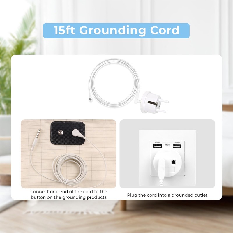 VigorVortex Grounding Bed Sheet Grounding Mat 90% Organic Cotton and