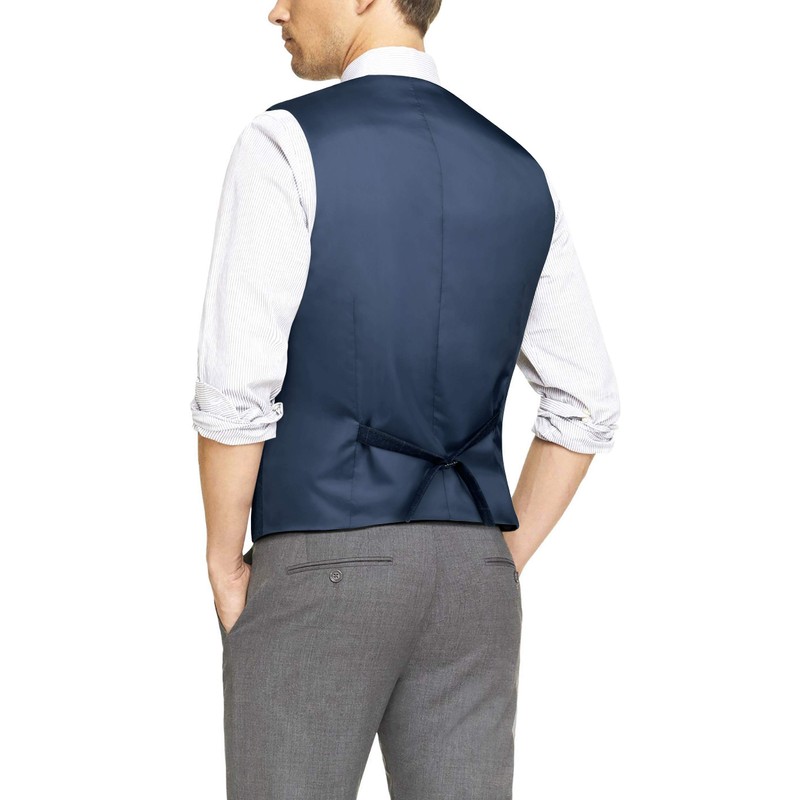 Hisdern Men’s Formal Plaid Wedding Reception Suit Waistcoat in Cotton,