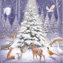 Charity Christmas Cards - Starlit Celebration - Woodland Wildlife - Eco-Friendly and Recyclable - Pack of 10 Cards - By The Great British Card Company