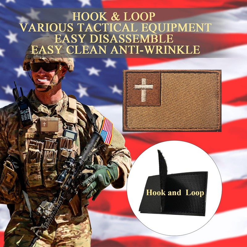 EmWoot 2PCS Cross Flag Patch Embroidered Patch Tactical Morale Patch