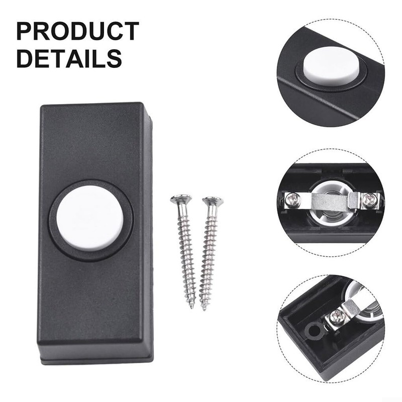 SUIOPPYUW ABS Doorbell Push Button Replacement For Convenient Installation Black