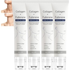 Crema de masaje multipéptido de colágeno para el cuello, crema hidratante ligera para levantar el cuello, bálsamo antiarrugas para el tratamiento del cuello suavizante e iluminador (4 piezas)