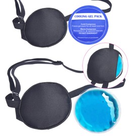 Cooling Eye Patches for Puffy Eyes, Pure Silk Ice Eye Patch, Single Eye Mask, Medical One Eye Cover Cold Hot Therapy Strabismus Lazy Eyes After Surgery Adult Kid Pirate Eyepatch (Big&Small Black)