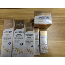 Collagen Skin Care Set, Anti Aging Skincare Set for Face, Shrink Pores, Hydrate & Firm Skin, 6 Pcs Individually Packaged Skincare Kits for Women with Cleanser, Toner, Lotion, Serum, Cream, Eye Cream.