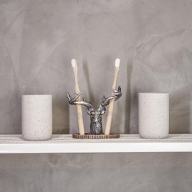 Concrete Bathroom Tumbler Cup Toothbrush Holder - 2Pcs Tooth Brushing Holders Set, Toothbrush and Toothpaste Holder Organizer for Bathroom Countertop