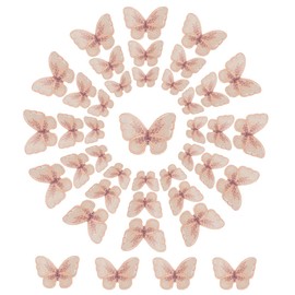 60 Pieces 3 Sizes Fairy Embroidery Butterfly Applique Sew on Tulle Butterfly Lace Patch for Wedding Veil Headband Dress Embellishment Jewelry Making (Orange)