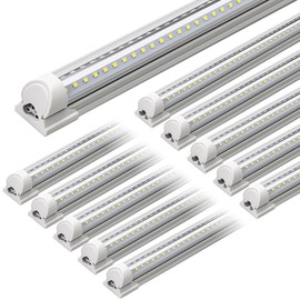 Barrina T8 LED Shop Light 5FT, 50W 6500LM 6500K, Clear Cover, Garage LED Lights Ceiling, V-Shape LED Light Fixture, Work Shop LED Lights for Garage, Warehouse, Basement, ETL Listed, 10 Packs