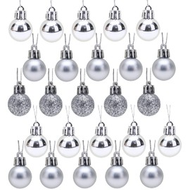 Toyland Pack of 25-25mm SILVER Shiny and Matt Christmas Tree Ornaments