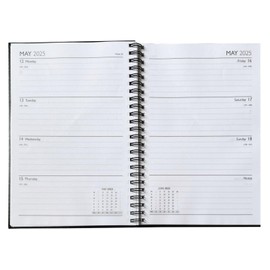 2025 Diary A5 Week to View Wiro Hardback Full Year Organiser Calendar Planner (Blue)