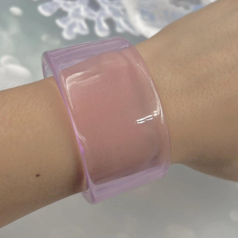 Acrylic Open Cuff Bracelet，Colorful Resin Geometric Simple Transparent Wide Chunky