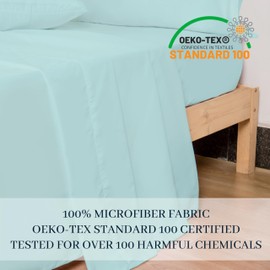 HBHLFZ Twin XL Flat Sheet - Ultra Soft Polyester Top Sheet - Hotel Quality Bed Sheets - Comfortable Wrinkle-Free - Easy to Care for - 1 Twin XL Flat Sheet Only（Twin XL，Light Blue）