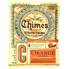 Ginger Chimes Ginger Chews - All Natural Orange Chewy Ginger Candy - 5 oz ( Pack of 3 )