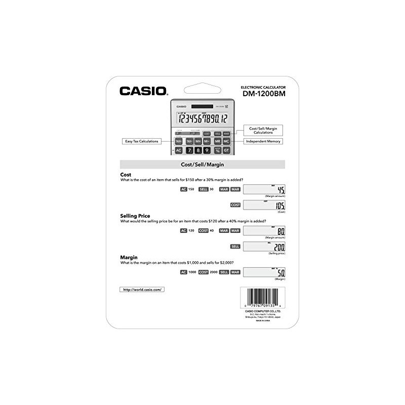 Casio DM-1200BM – Calculadora de escritorio para negocios con teclas