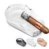 CIGARLOONG Cigar Ashtray Crystal Glass with Large Slot Single Slot