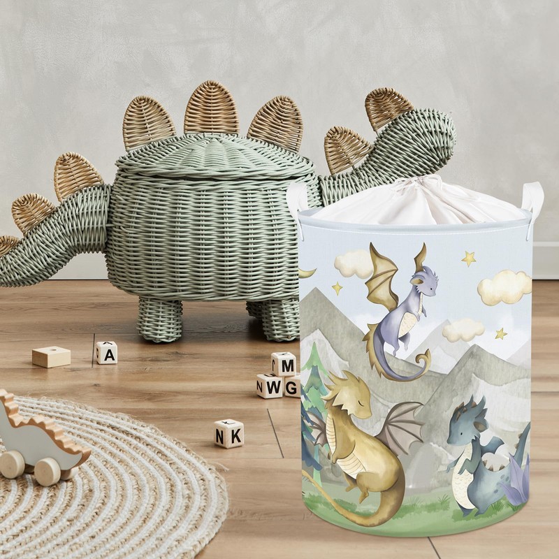 Clastyle 45L Kids Cute Dragon Nursery Hamper Mountain Tree Dirty