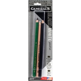 General Pencil Black & White Pencil Set (3 per Pack), Multicolor