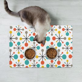 Dog Food Mats for Floors Absorbent, Cat Food Mat - Pet Cat Feeding Mat Quick Dry, Dog Bowl Mats for Water, Pet Supplies Feeding Placemat 12" x 20"Colorful