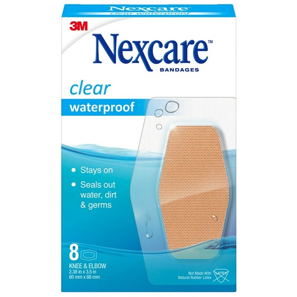 Nexcare - Clear Waterproof Bandages Knees & Elbows 8