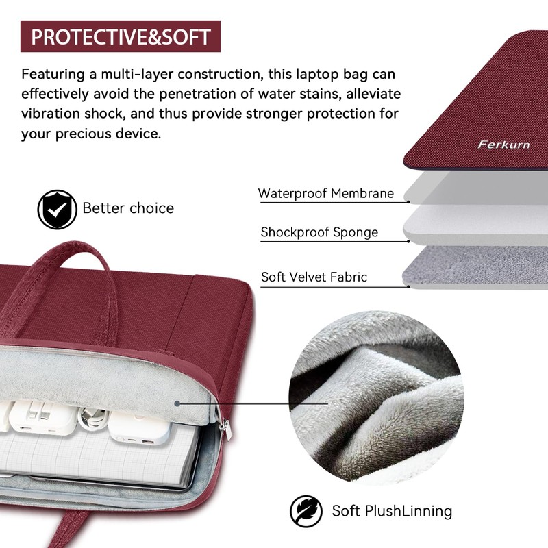 Ferkurn Laptop Case Bag Women Men Computer Sleeve with Shoulder