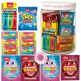 Jar O' Goodies Graduation Treats - Novelty Candy Variety Pack w/Marines Edible Crayons & Candy Blocks (12 Count) Individually Wrapped Back To School Party Favors, Goodie Bag Filler - Kosher