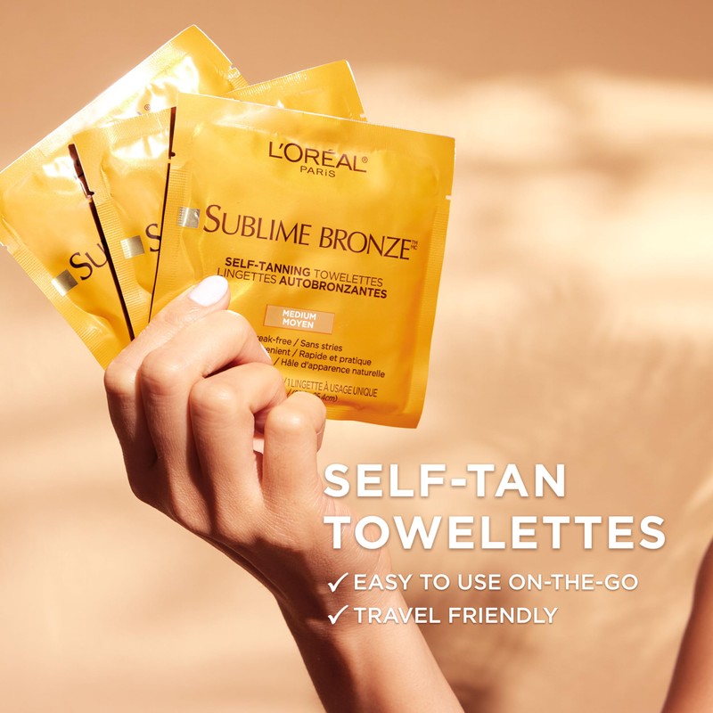 L'Oreal Paris Sublime Bronze Self Tanning Towelettes, Streak-Free, Natural Looking
