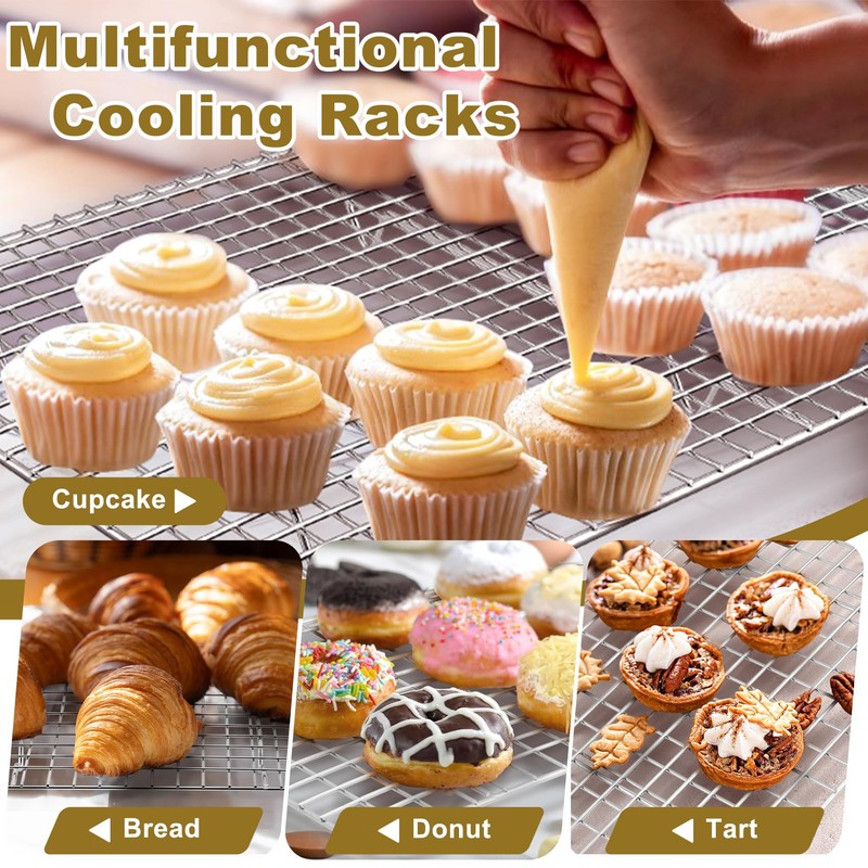 TeamFar Stainless Steel Baking Sheet with Rack Set, 16/12.5/9 Inch