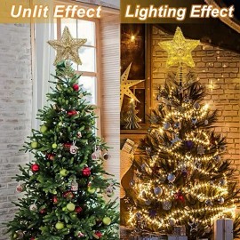 Gold Star Christmas Tree Topper – Treetop Sparkle – 20 LED Lights